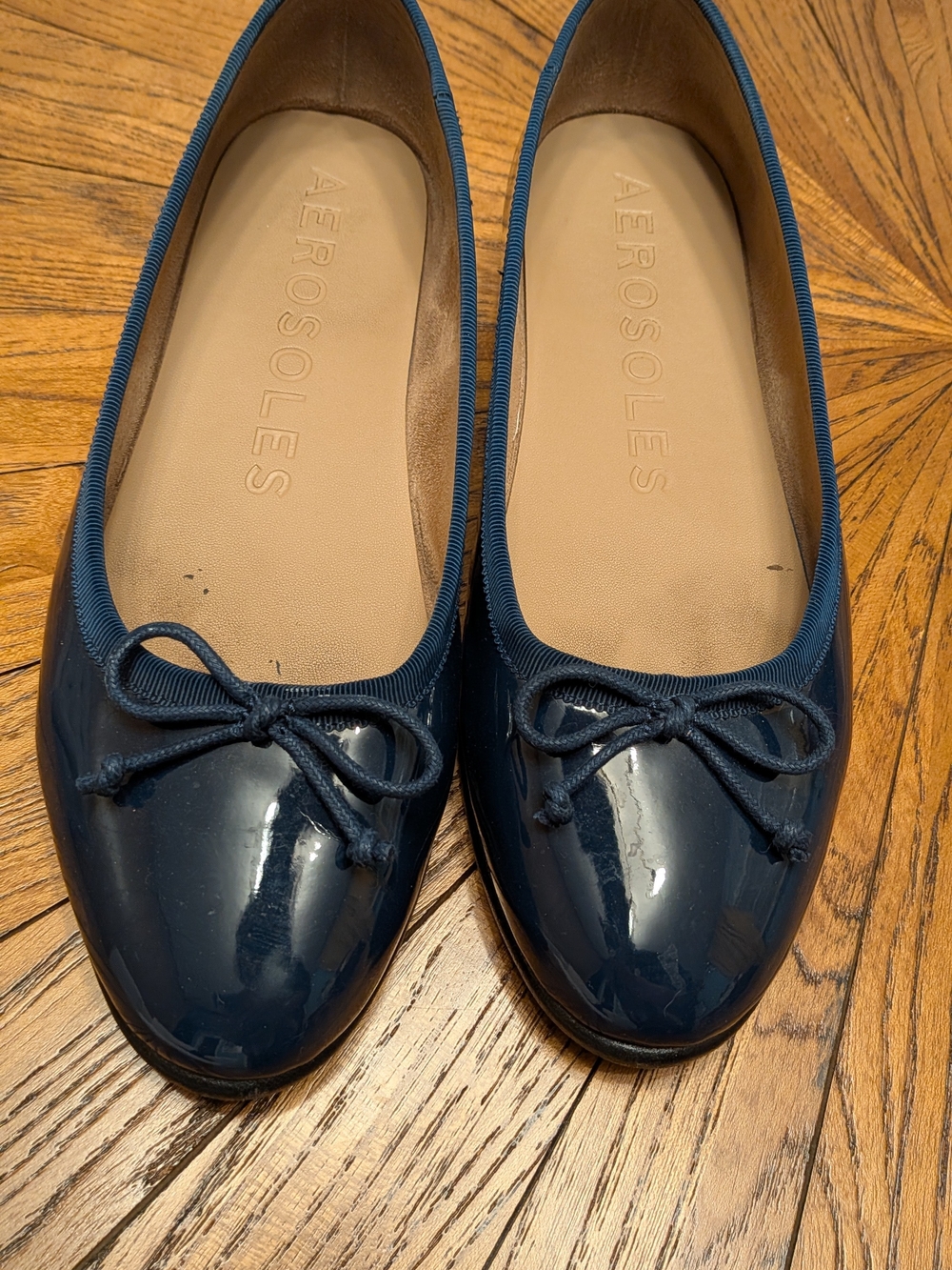 Aerosoles Navy Patent Ballet Flats with Bow